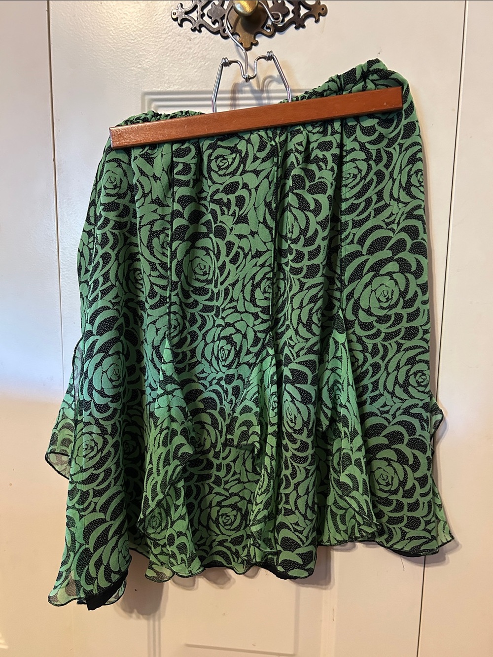 Worthington Green and Black Floral Skirt